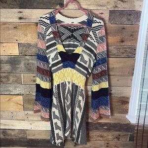 Free people-Multicolor Knit Dress with Bell Sleeves